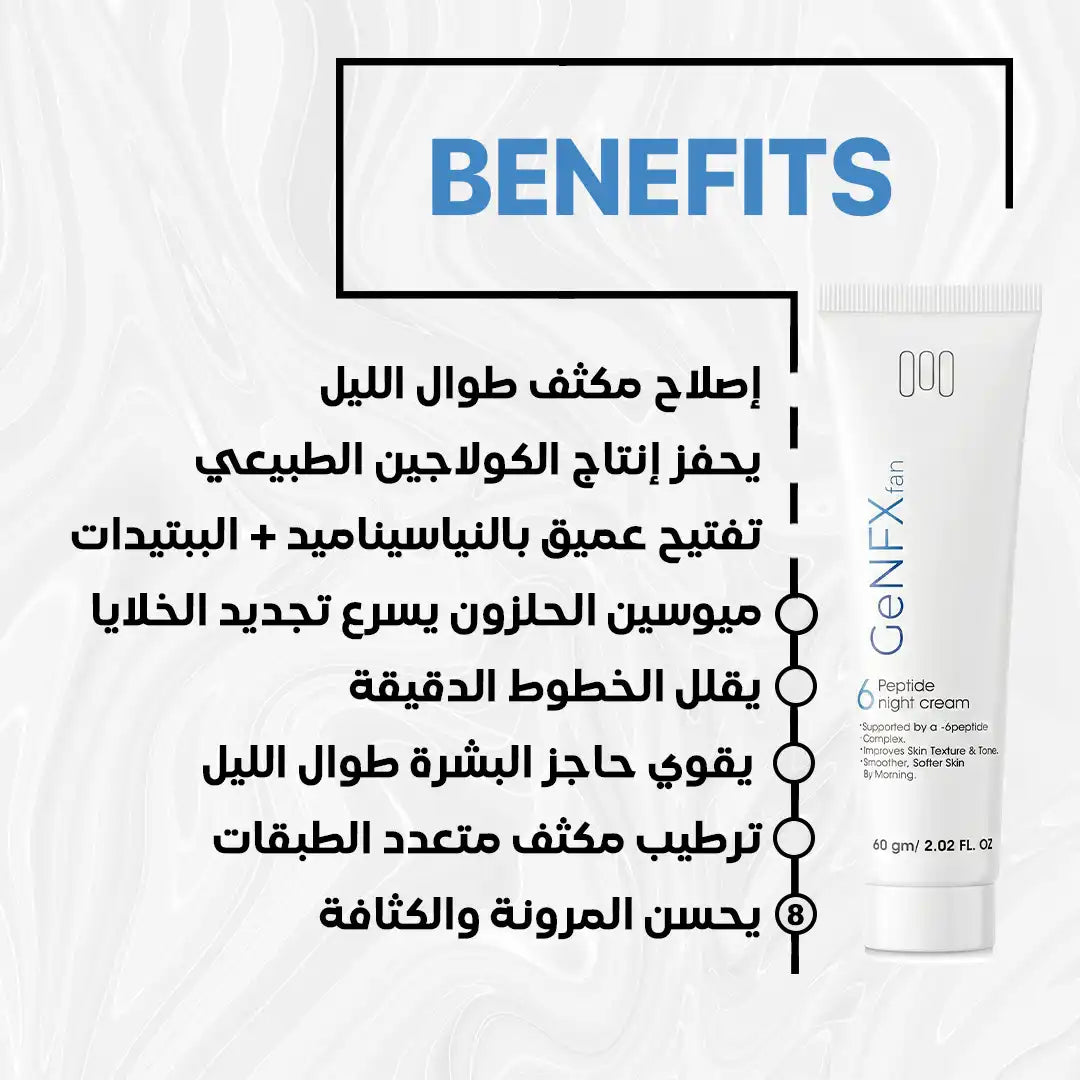 GENFX 6 PEPTIDE NIGHT CREAM (60gm)